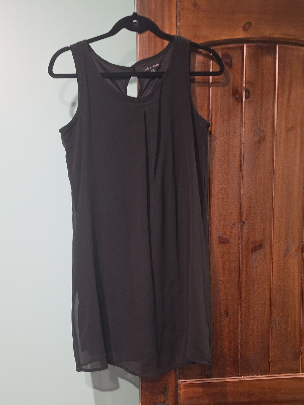 As U Wish Black Sleeveless Mini Dress with Keyhole
